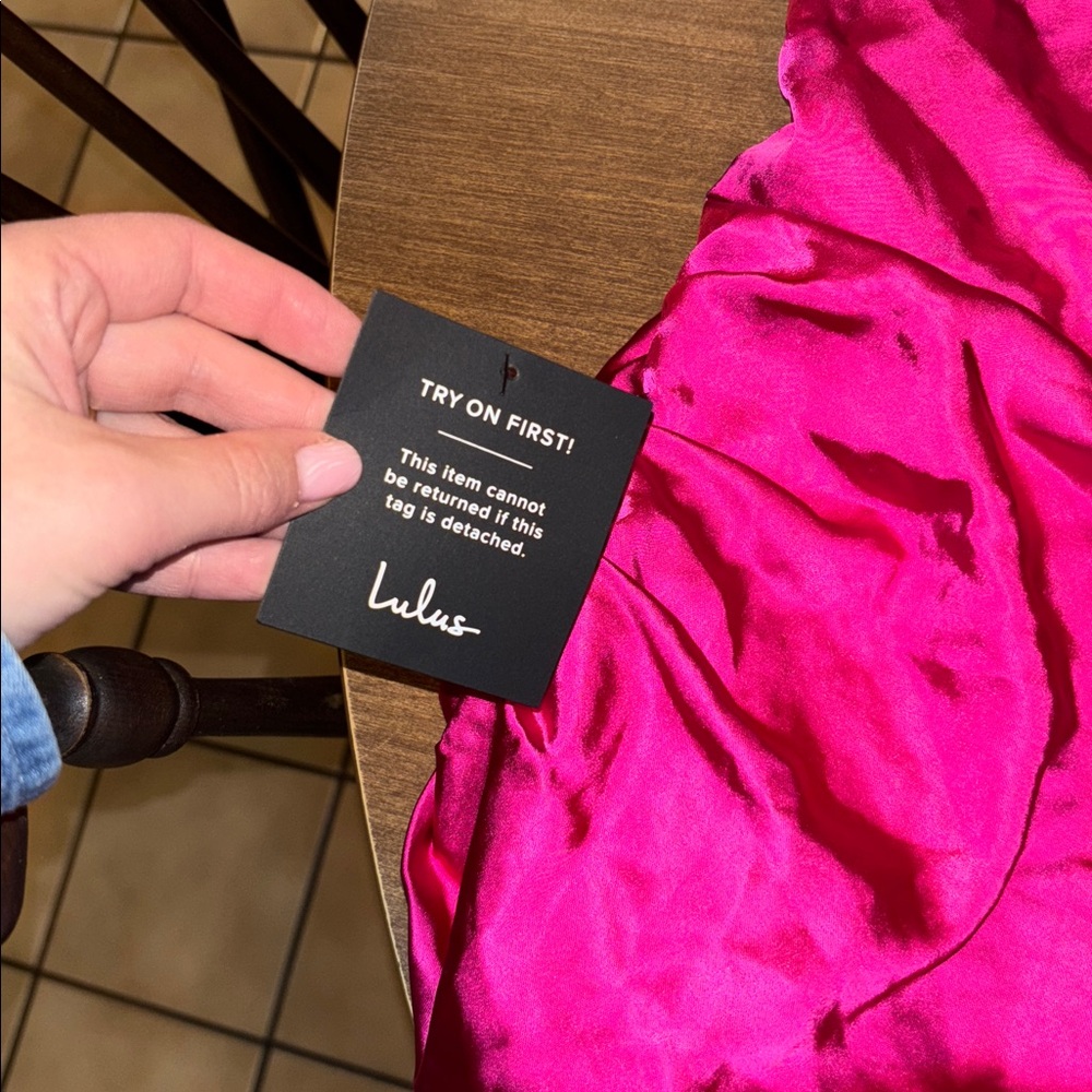 Lulus Hot Pink Satin Halter Mini Dress Party Cocktail Formal XL - Picture 8 of 9